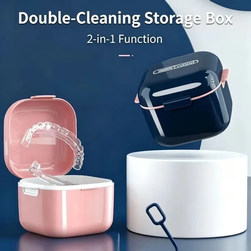 Dentistry Dentures and Dentures Orthotic Device Soak Cleaning Storage Dental Brace Retention Box Elderly Orthodontics Portable
