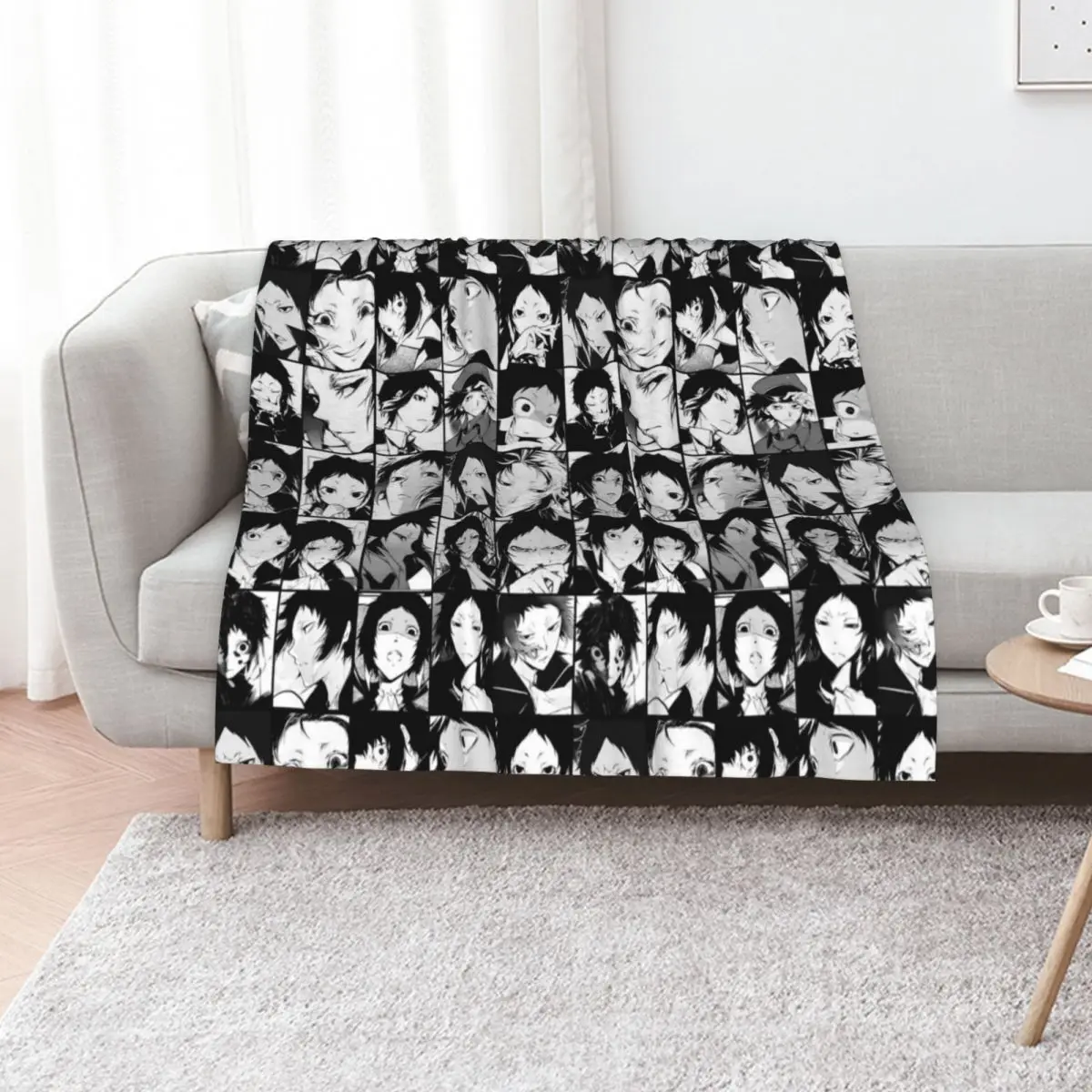 

Akutagawa Ryunosuke- collage black and white version Throw Blanket Decorative Beds Hairys Plaid warm for winter Blankets