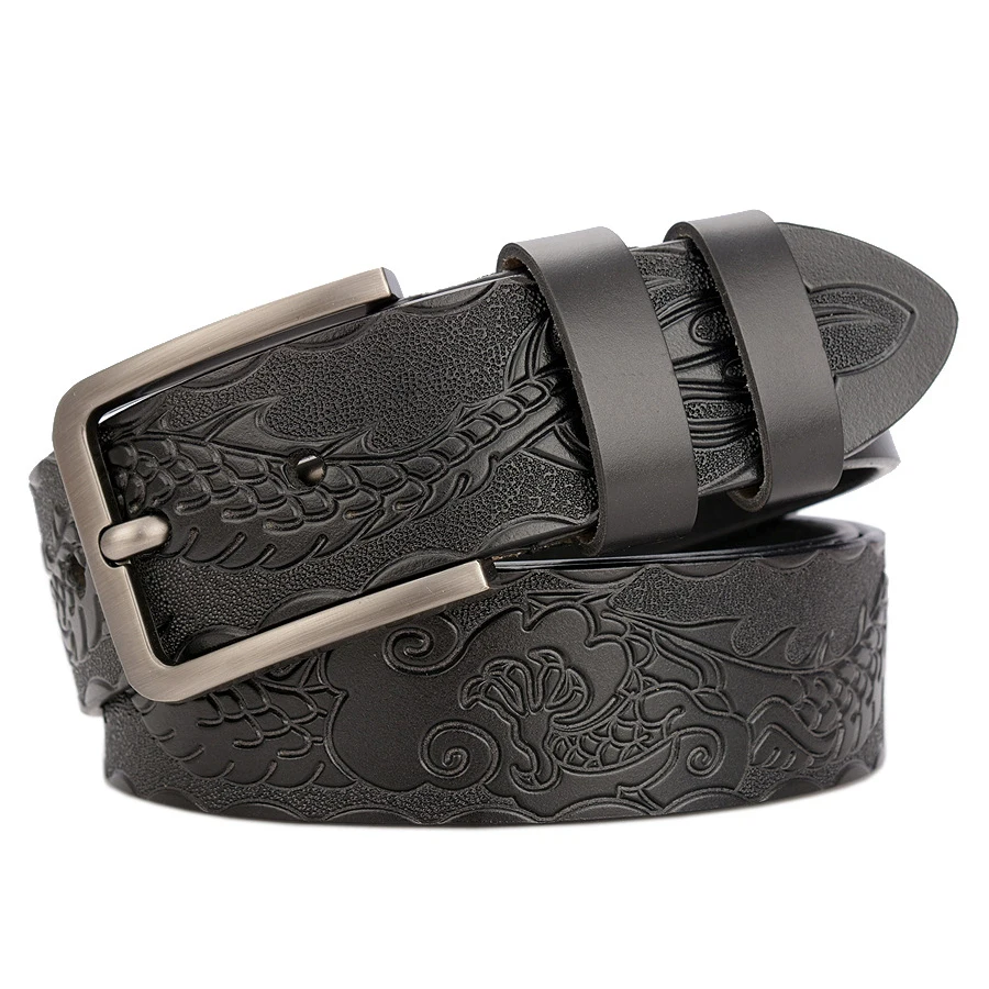 3.8cm Black Genuine Leather Belt with Square Buckle Luxury Waistband Retro Casual Fashion Cool Belts for Man Waist Bands Strap