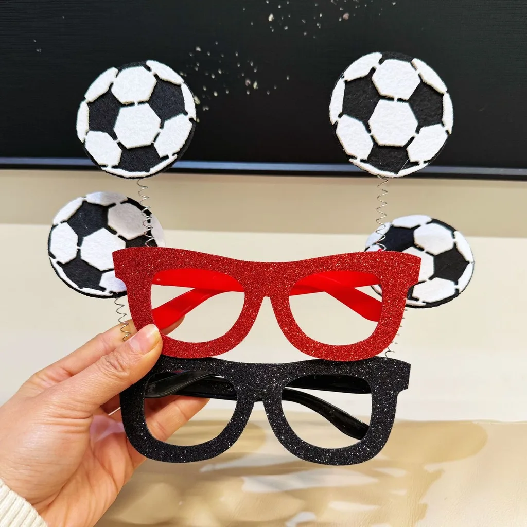 Soccer Hair Clip Cheer Party Decor Soccer Headband Trendy Sports Fan Glasses For Fan Social Event Festive Atmosphere