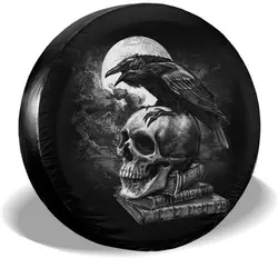 Crow The Skull Spare Tire Cover Car Accessories Universal Spare Wheel Covers Protectors for Trailer Rv SUV Customized Tire Cover
