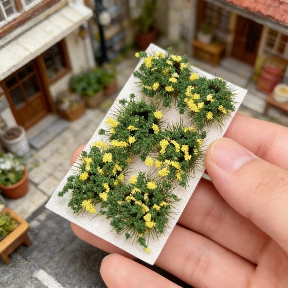 6pcs/box Model Mini Flower Clusters, Static Grass Cluster Architectural Model Decorations, Simulation Flower Clusters