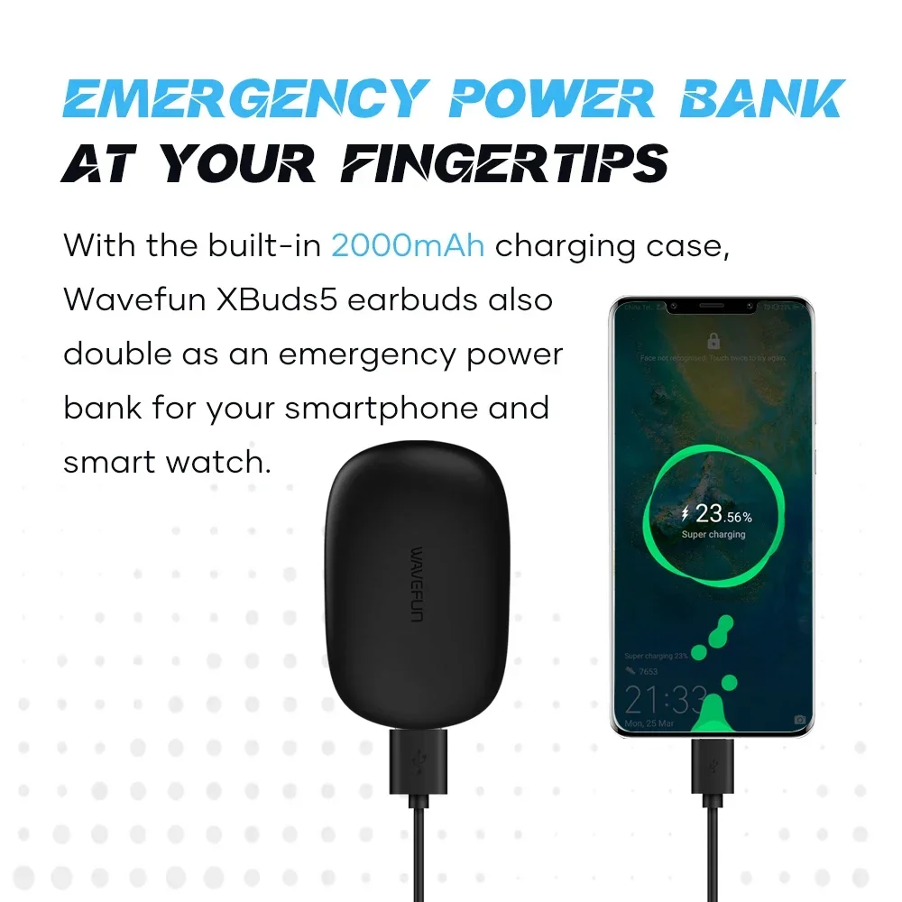 سماعات Wavefun XBuds 5 بلوتوث مع سماعات أذن للتمرين BT5.3 سماعات مقاومة للماء مع وظيفة بنك الطاقة #4