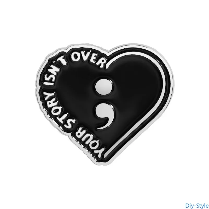

Black Heart-shaped Design Clothing Accessories Backpack Alloy Brooch Badge Enamel Lapel Pins