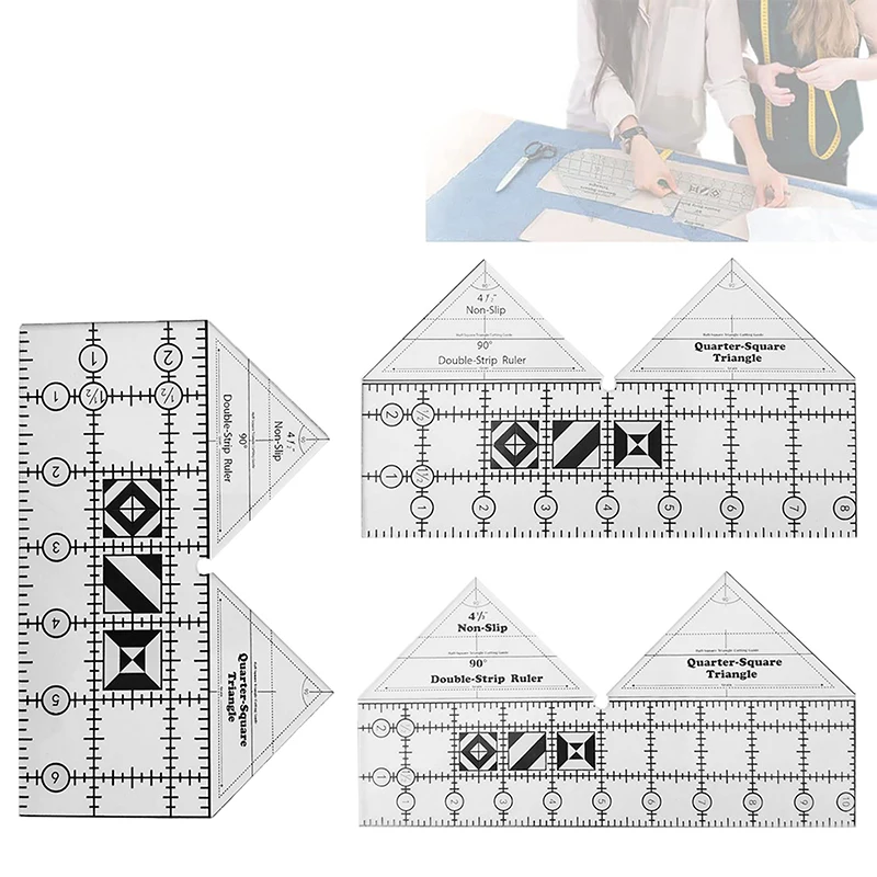 Akrilik Kapitone Cetvel DIY Dikiş Cetveli Çok Fonksiyonlu 90 Derece Çift Şerit kaymaz Kapitone Cetvel Şablon Giyim Tasarımı