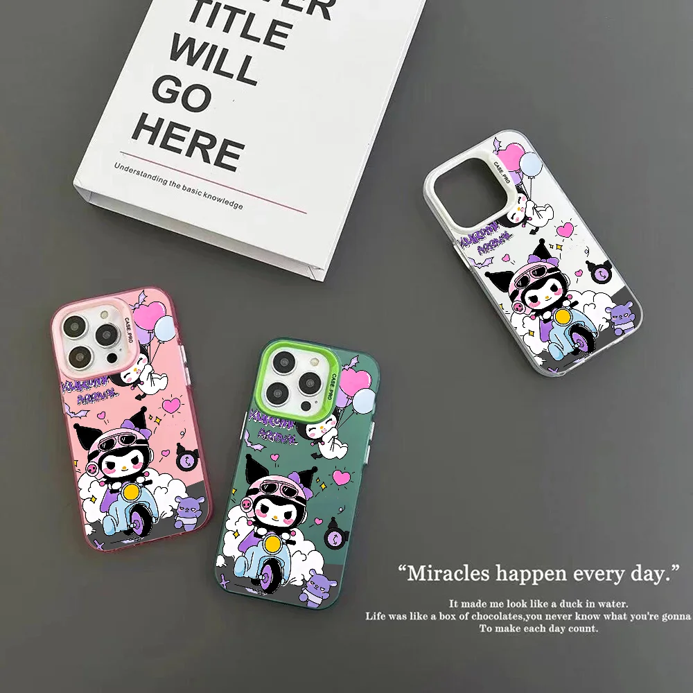 Cute Cartoon Kuromis Phone Case IMD Color Silver Shell For IPhone 16 15 14 13 12 Pro Max Plus