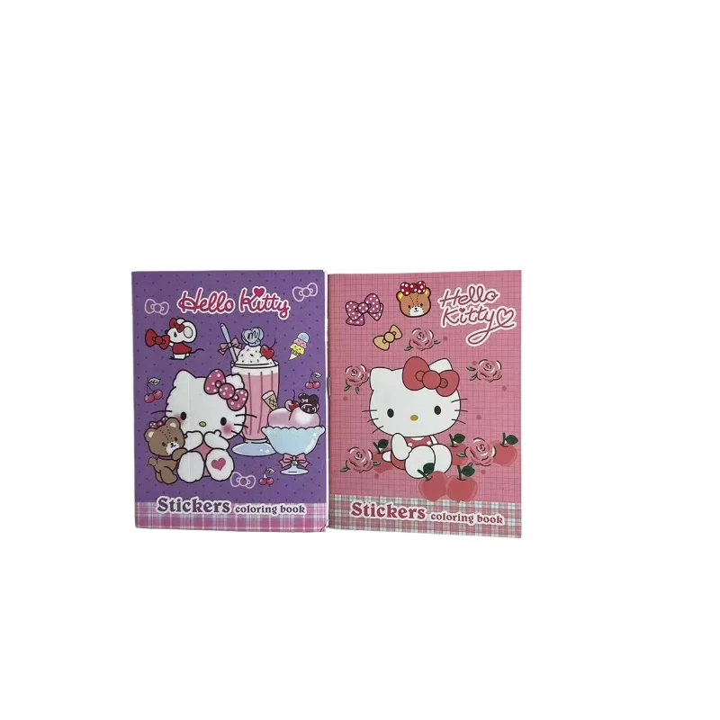 Hello Kitty Kawaii Mini Drawing Book Sanrio Cartoon Stickers Cute Coloring Book Coloring Notebook Children\'s Gift Wholesale