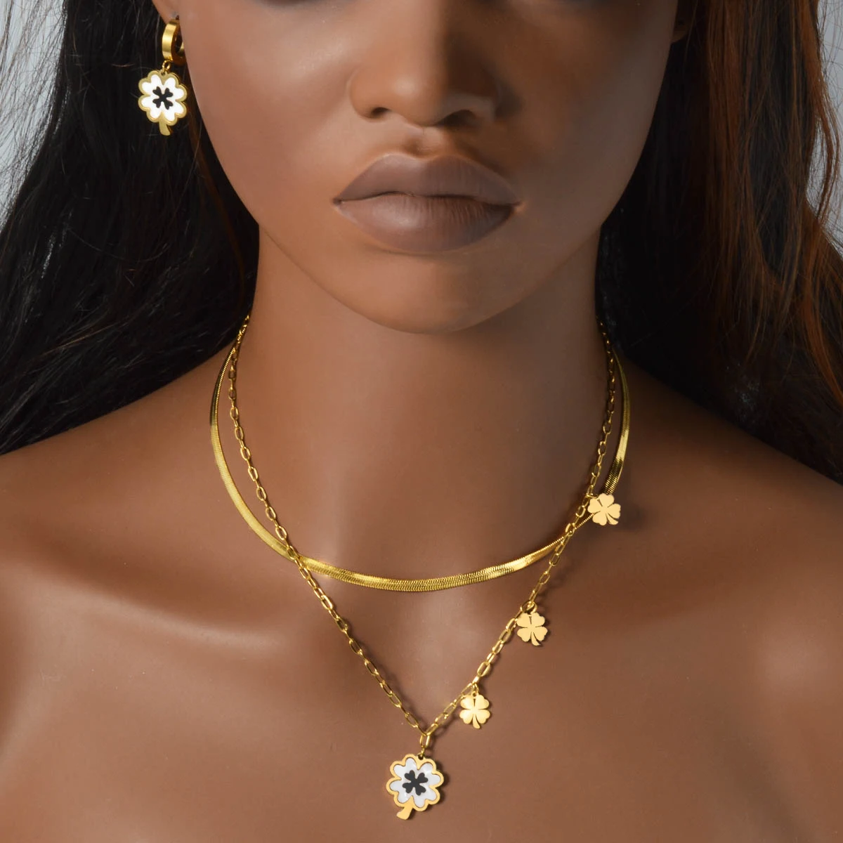 

Elegant Butterfly/Heart/4 Leaf Necklace Earrings for Women Girls Best Friend Gift Party Daily Wear Gold Color Fashion Jewelry