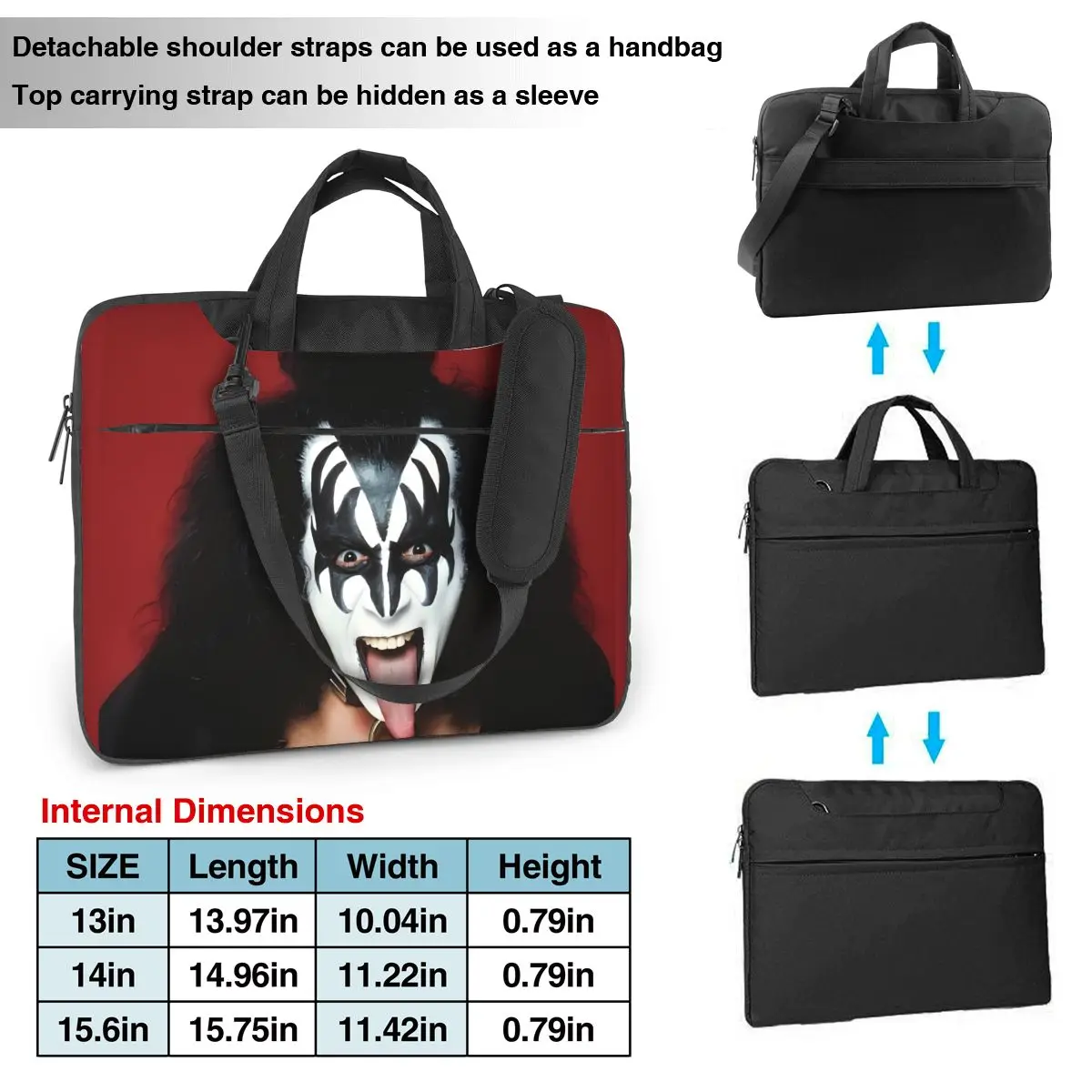 KISS Band Laptop Bag Sleeve Case Hard Rock Notebook Pouch Love Gun Music Shockproof 13 14 15 15.6 Computer Bag For Macbook Air