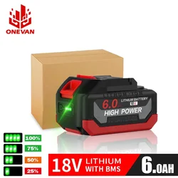 ONEVAN-Grande batterie aste améliorée, batterie au lithium pour Makita, outils électriques avec indicateur de batterie, 18V, 6,0 Ah