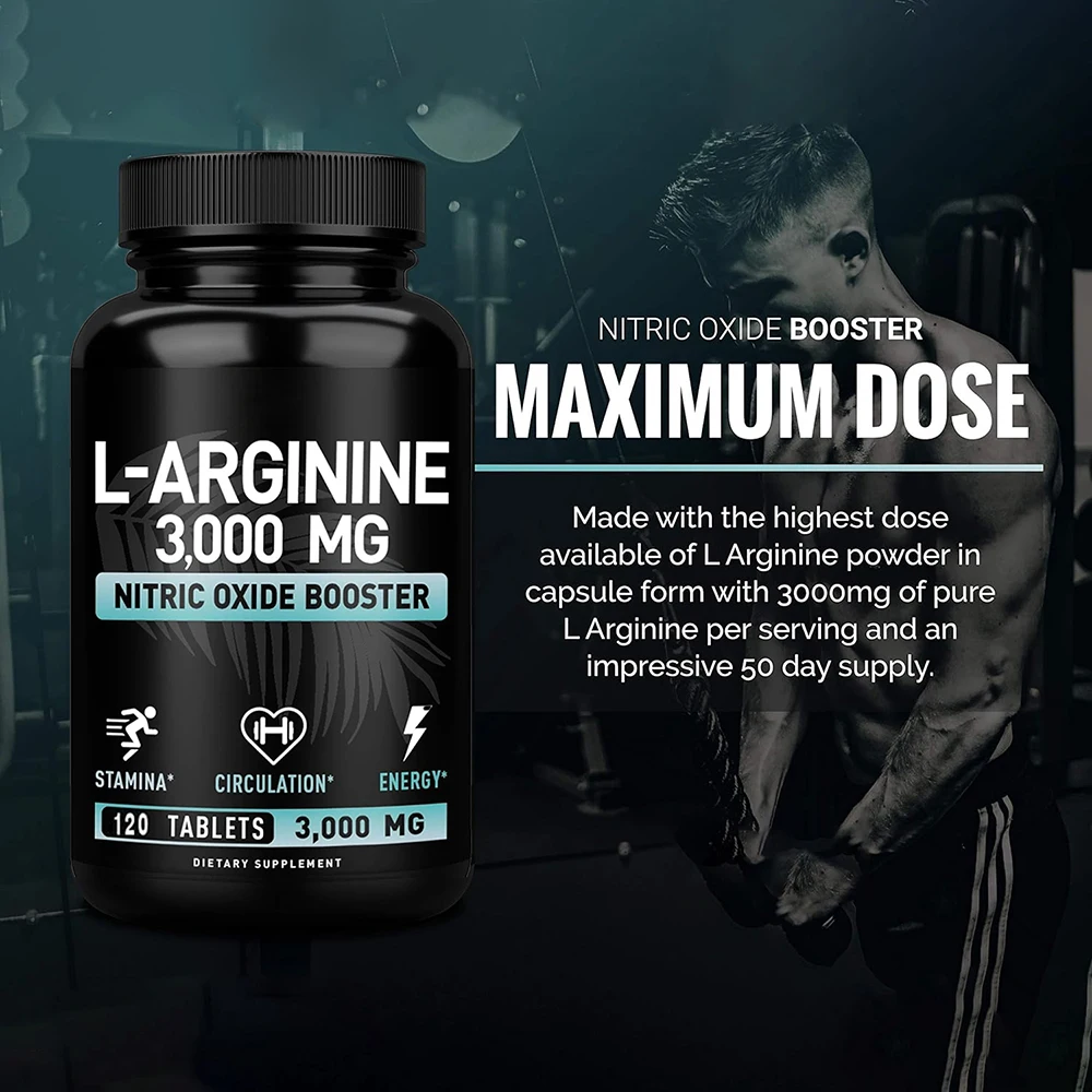 كبسولات L Arginine 3000mg مكمل أكسيد النيتريك L-Arginine لدعم نمو العضلات والطاقة - معزز أكسيد النيتريك #3