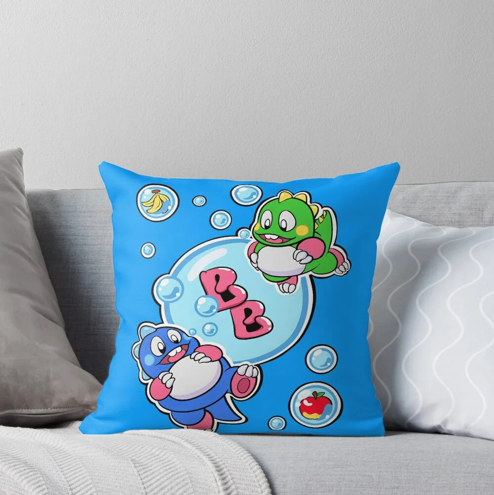 Retro computer game Bubble Bobble gaming geek gamer cute dragon Soft Cushion Cover Decoration Pillow Case Cover for Sofa Printed