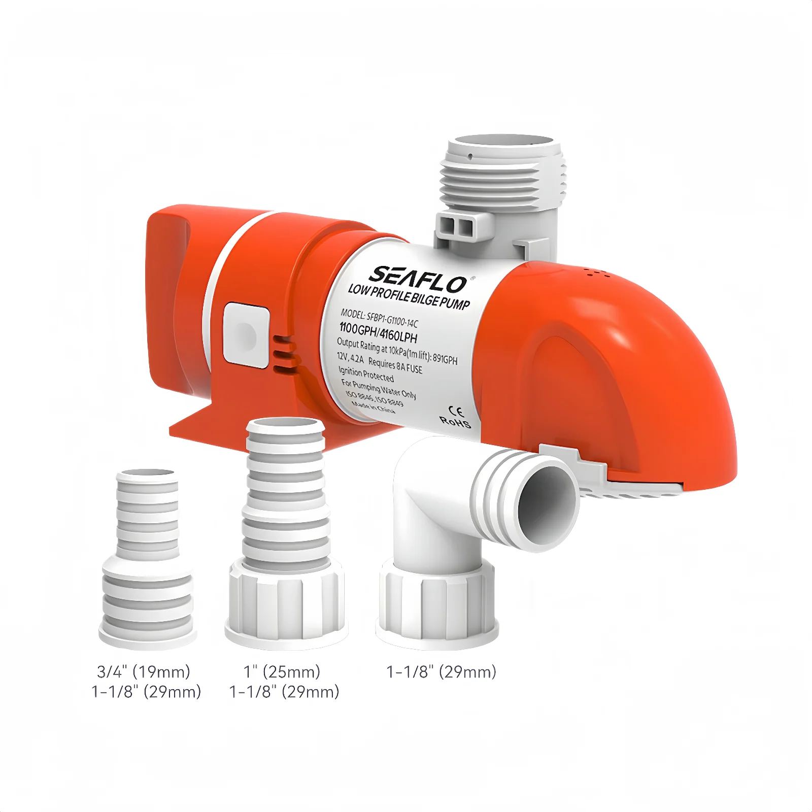 Bomba de agua para barco Seaflo, bomba de sentina automática Horizontal estrecha para yate, bomba de succión, Control Manual de drenaje, CC de 12V/24V