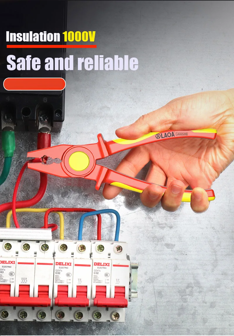 LAOA Vollkunststoffzange, professionelle Elektrikerzange, hält Hochspannung von 1000V stand, Spitzzange – Detail 4