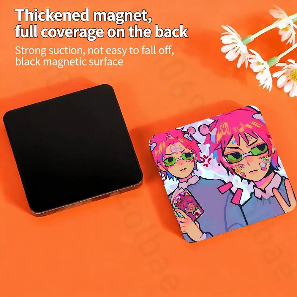 S-Saiki K D-Disastrous L-Life Fridge Magnet Personalized Magnetic Durable Plastic Square Picture Surface Fridge Magnets