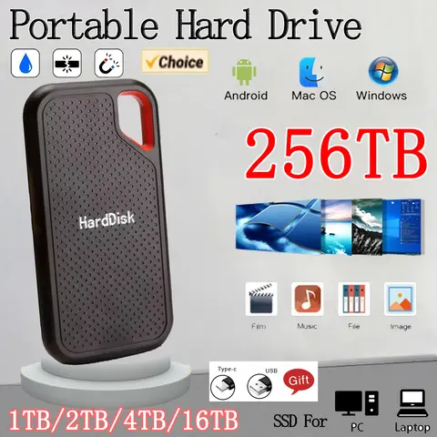 Portable Design 2TB External Hard Drive 4TB High Speed Solid State Disks 16TB Plug-and-Play Storage Device For Laptop/MAC/PC