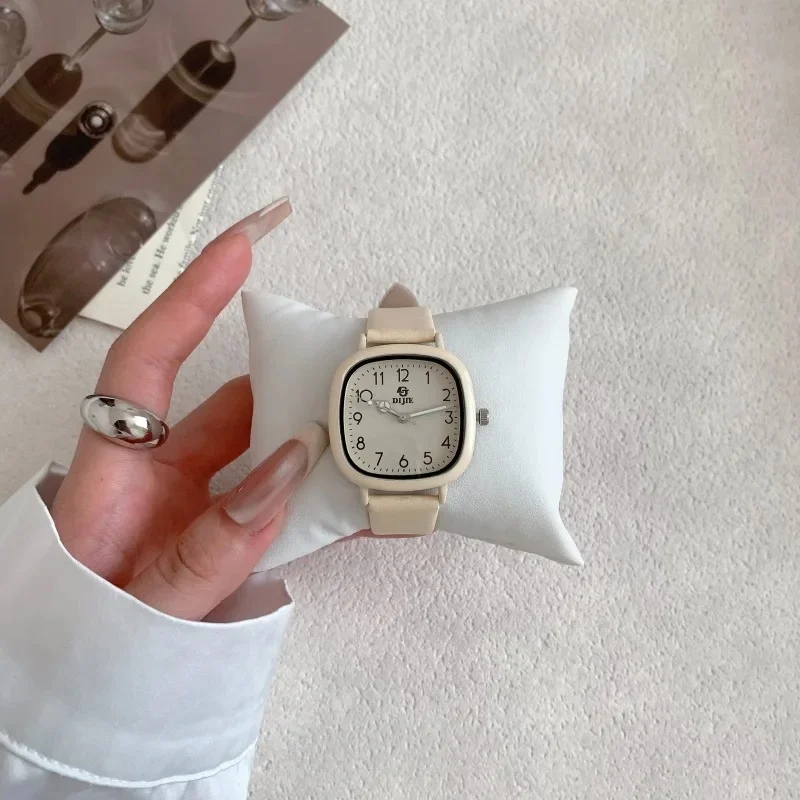 New Jelly Color Eco-Friendly Square 20mm Leather Strap Fashion Sense Style High Aesthetic Middle School Student Examination