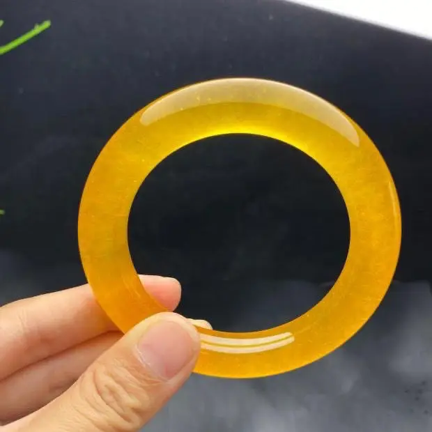 

Natural Jadeit High Ice Yellow Bracelet Carving Jewelry Jade Bangles Real Women Fashion Accessories