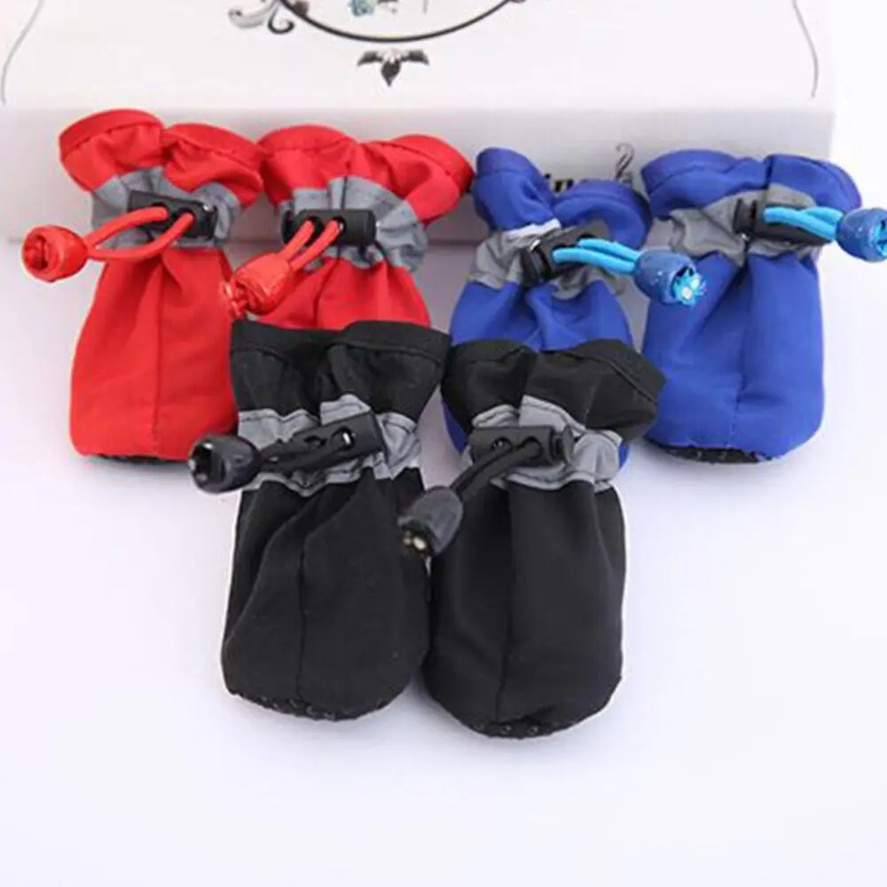 4Pcs Anti-slip Puppy Socks Waterproof Pet Shoes Pet Rain Shoes Dog Shoes Rain Snow Boots