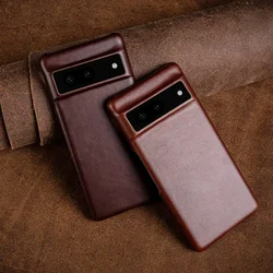 Oil Wax Genuine Leather Case For Google Pixel 7 Shell Series 10Pro 6A 6Pro Aesthetic Vintage Phone Cover Capa Back Coque Carcasa