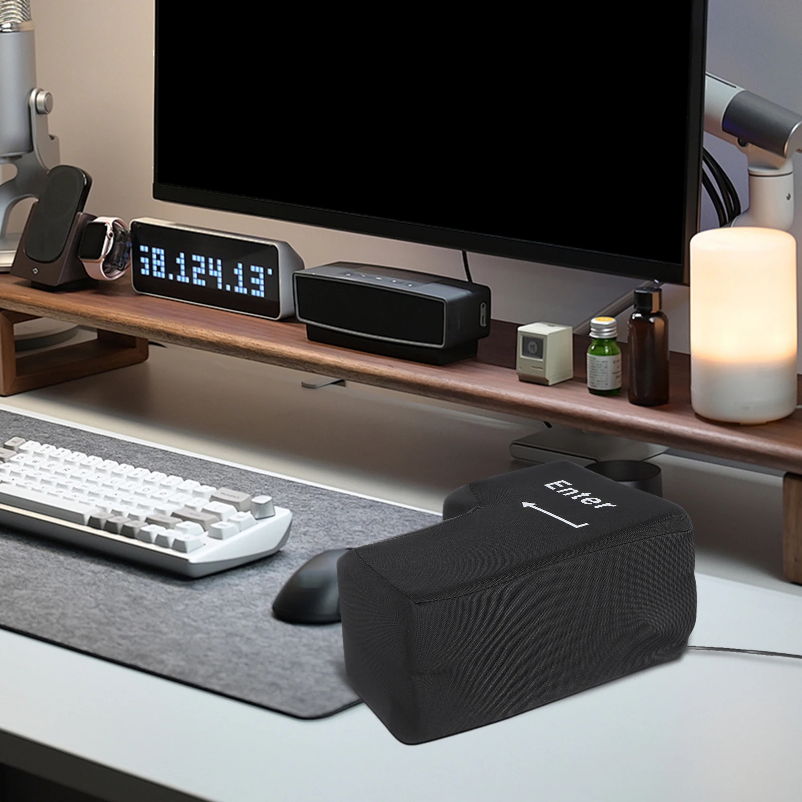 

Extra Large Enter Key Cushion Black for Office Use As USB Input Device Soft Support Pillow Midday Break Relaxation Aid