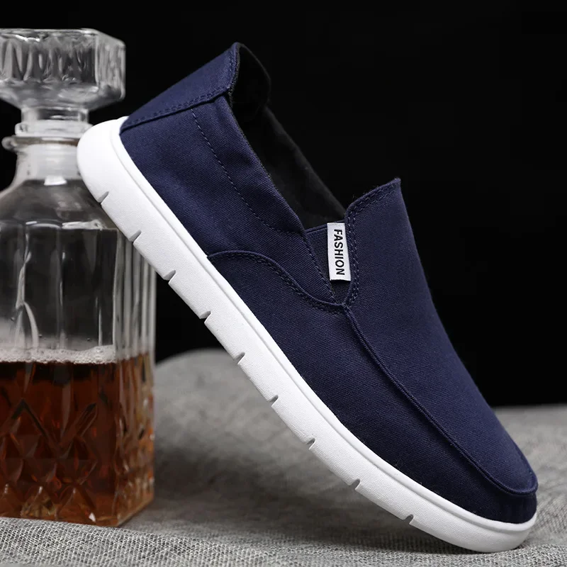 Men\'s Summer Canvas Shoes New Outdoor Breathable Comfortable Sneakers Fashion Slip-on Flat Shoes Casual Walking Shoes for Men