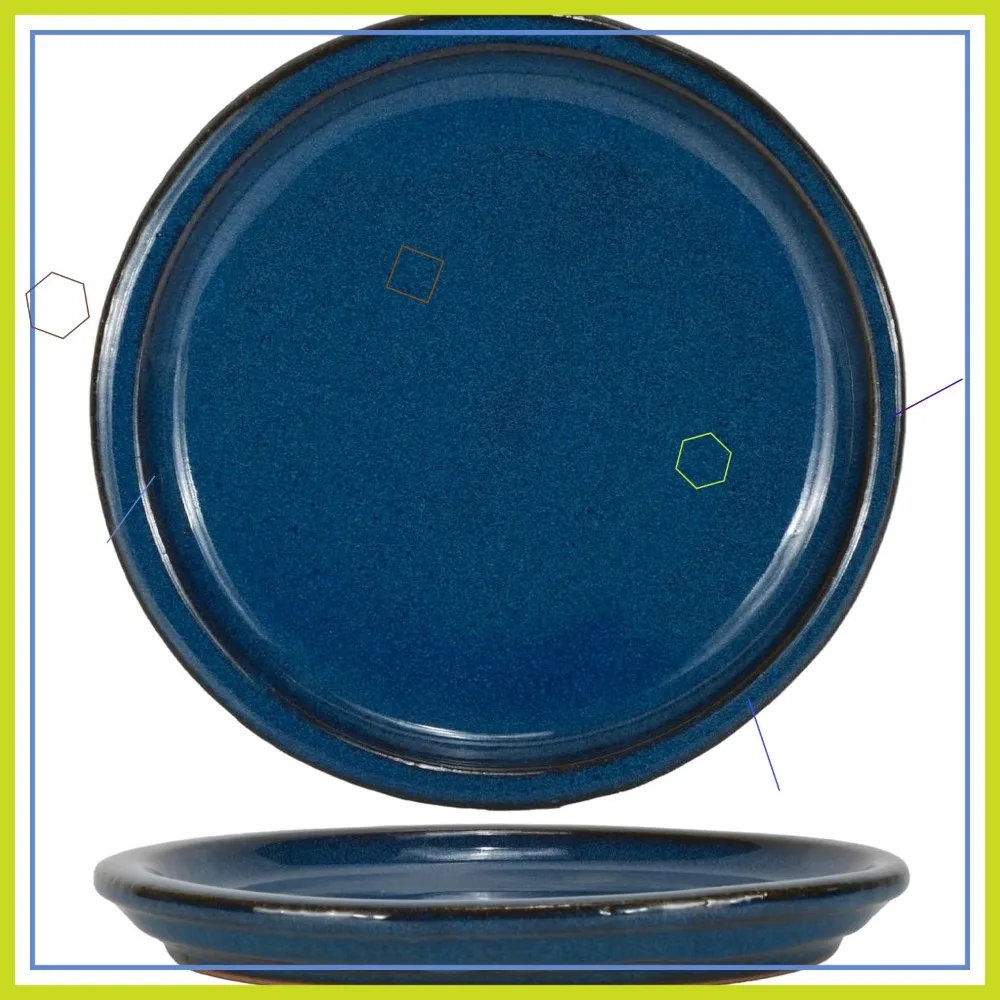 

Ceramic Plant Saucer - Plant Trays for Indoor Pots, Blue, 13 inches, 2 Packs