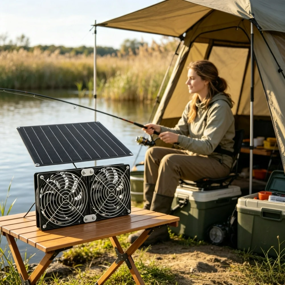 15W 20W Solar Dual Cooling Ventilation Fan IPX7 Weatherproof Quiet Operation 200CFM 3200RPM Exhaust Fan with Solar Panel for
