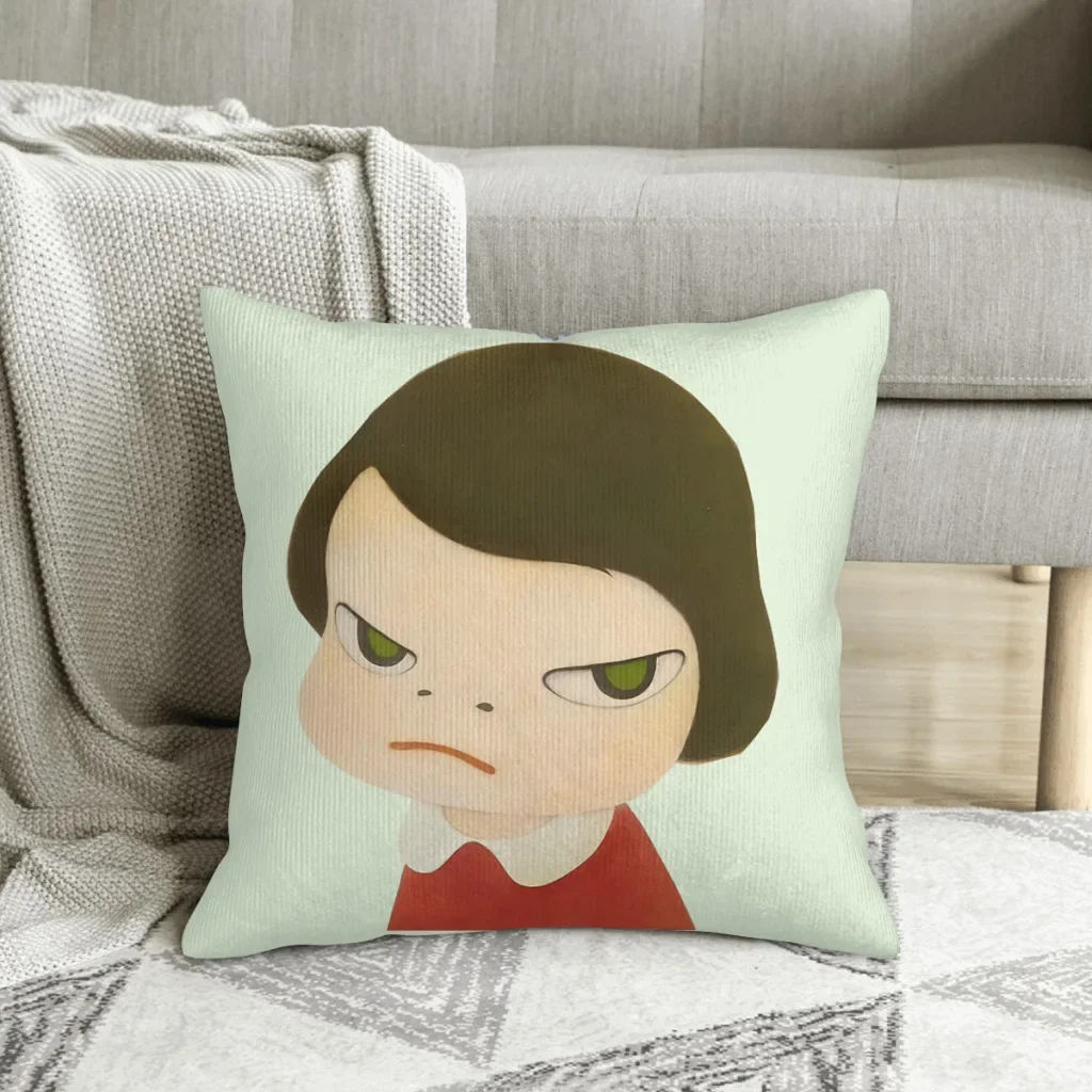 Yoshitomo Nara Girl Painting Japanese Style Art Polyester Cushion Cover For Livingroom Decorative Kawaii Cojines Decorativos