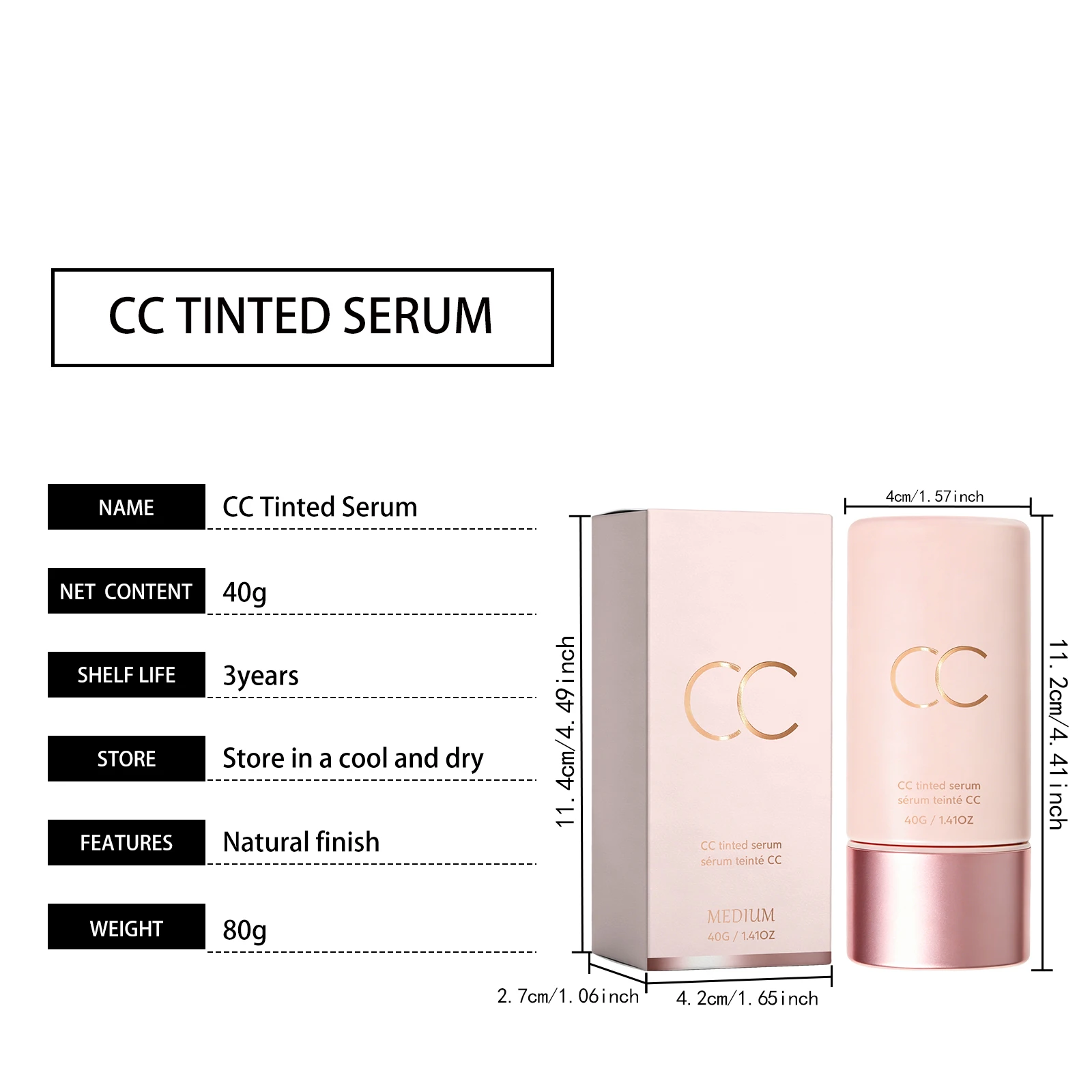 CC Farbkorrekturcreme Leicht, geschmeidig, kein Verklumpen, gleichmäßiger Teint, natürlicher Glanz, einfache Anwendung, kein Make-up für Frauen, ideal für den täglichen Arbeitsweg. – Detail 1