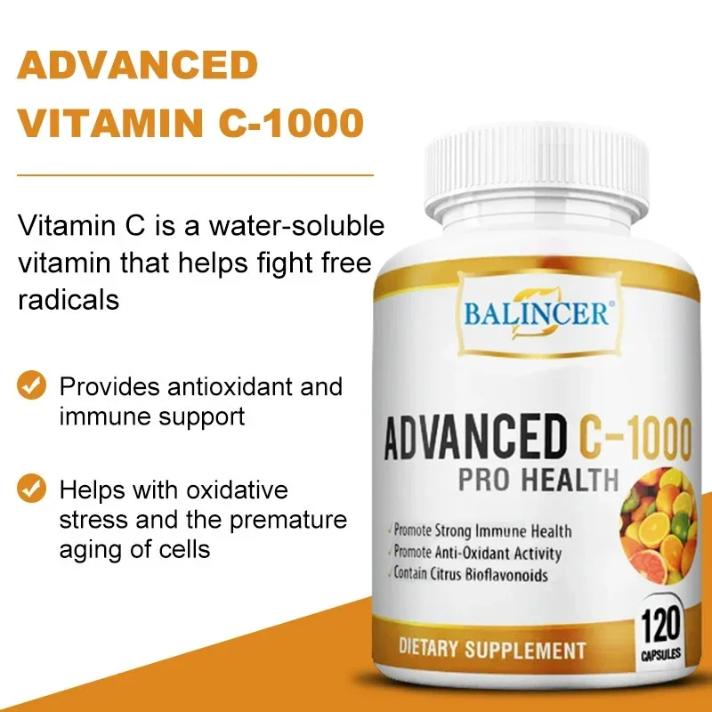 Balincer Vitamin C Complex 1000 Mg with Rose Hips - High Potency, Helps Fight Free Radicals, Immune Support, Antioxidant