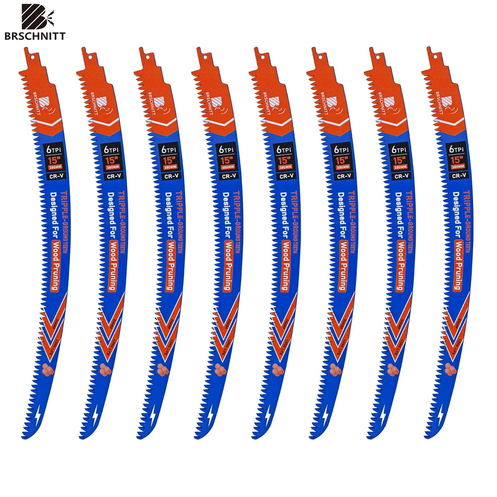 Set di Lame per Sega a Movimento Alternato BRSCHNITT, 8 Pezzi, 380mm, per Potatura, Taglio Legna e Rifinitura Alberi