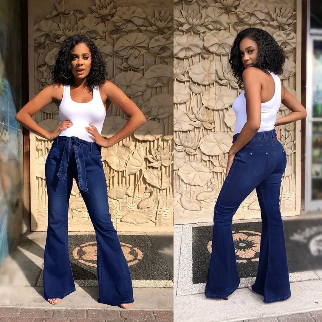 

Women's High Waist Flare Jeans - Slimming Effect ，Fashionable Wide Leg Denim Pants for Stylish & Flattering Fit