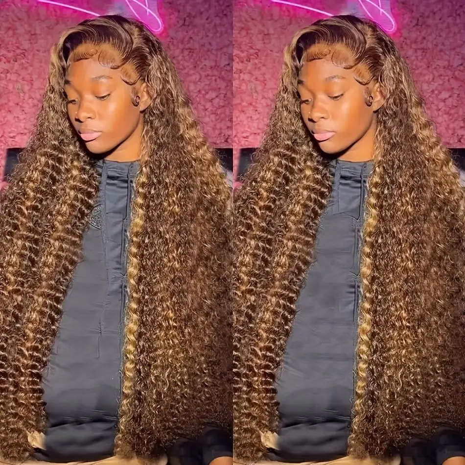 

Highlight Colored Curly Wigs Human Hair Deep Wave Lace Frontal Wig 13X6 Hd Lace Frontal Wigs 13X4 Lace Front Human Hair Wigs