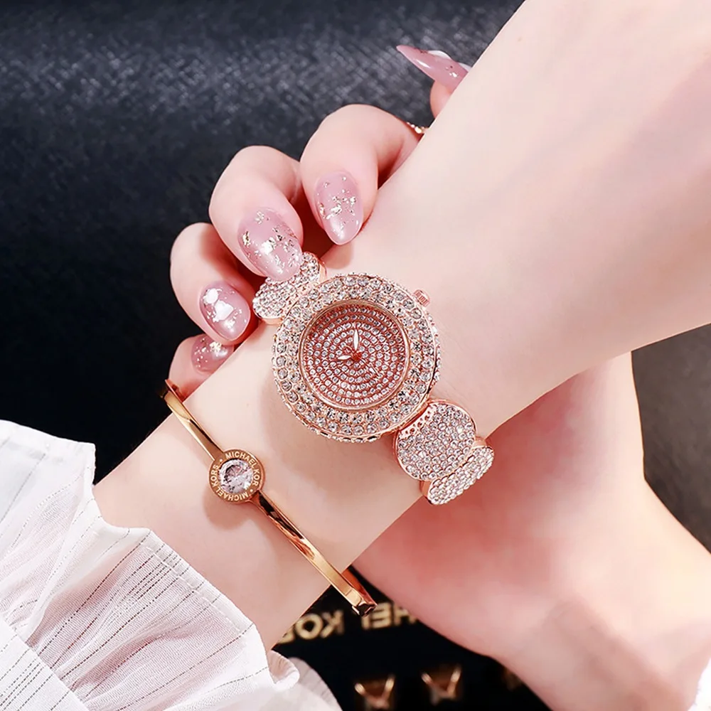 Fashion Pattern Diamond Ladies Watch for women Quartz Women\'s Watch Girls Lady Clock Bracelet Chains Free Shipping Ladies Dress