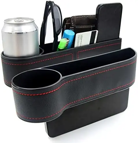 

Органайзер для зазора между сиденьями автомобиля - 2 шт., кожаные контейнеры для хранения с клейкими накладками, универсальный размер