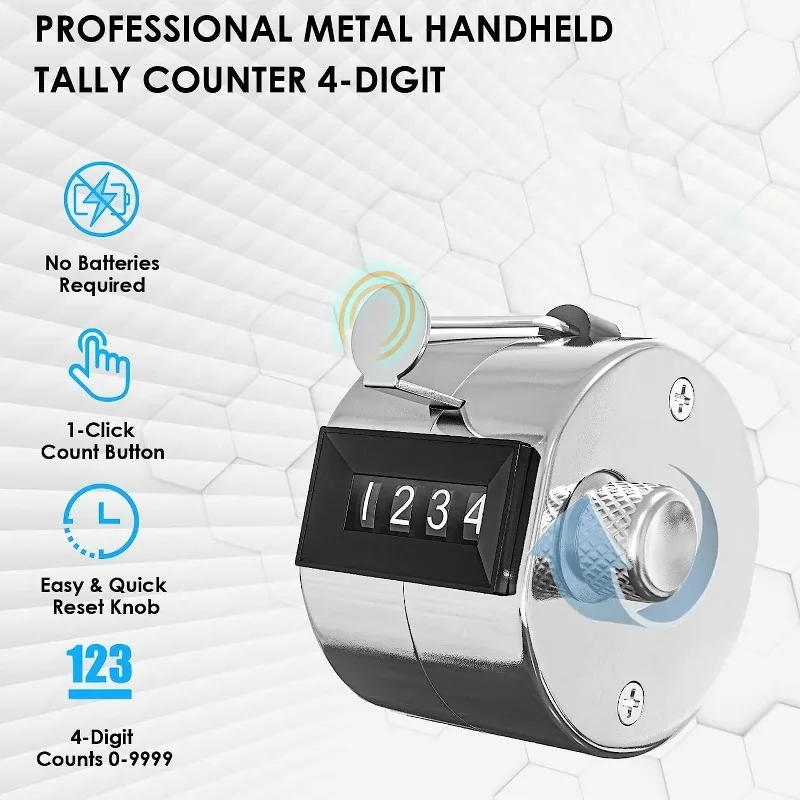 NEW Digital Hand Tally Counter Manual Counting Golf Clicker Training Counter 4 Digit Number Hand Held Tally Counter Mini Mechani