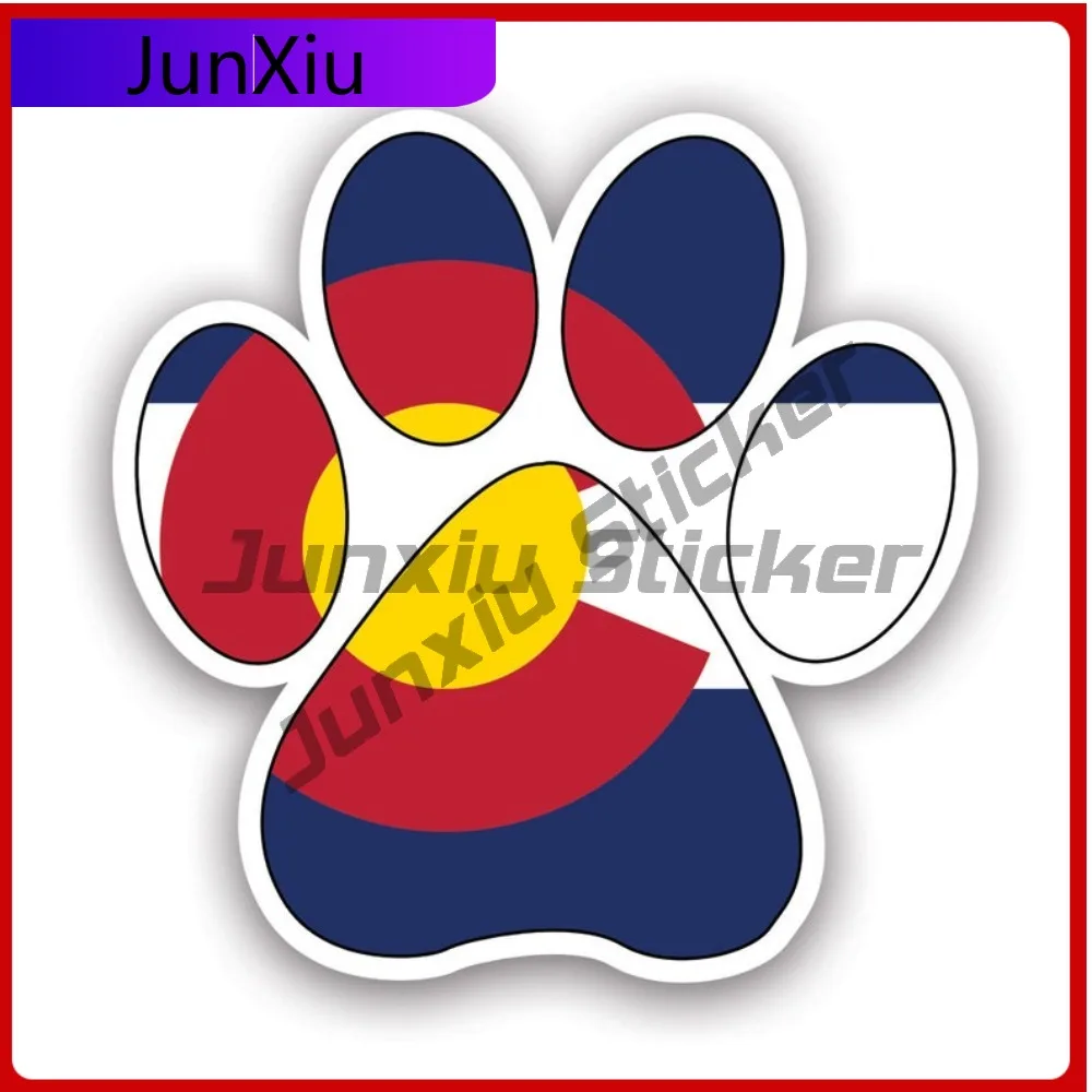 

Colorado State Paw Print Shaped Sticker Creative Decals Dog Dogs Cat Cats Pet Pets Puppy Prints State Flag Patriotic Car Sticker