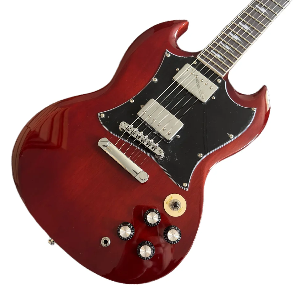 Made in China, Burgundy SG400 electric guitar, silver hardware, two pickups, rosewood fingerboard, free shipping