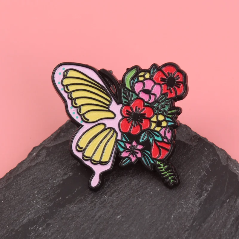 Flutter Bloom Pin - Pastel Butterfly Dances with Rainbow Petals & Starry Speckles in Sweet Garden Whispers