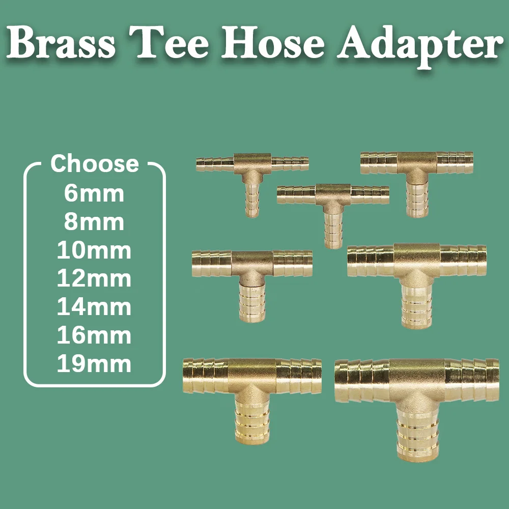 T-type 6-19mm Brass Copper Pagoda Hose Adapter Barb Connect Repair DIY Garden Watering Accessories Irrigation Pipe Tube Fitting