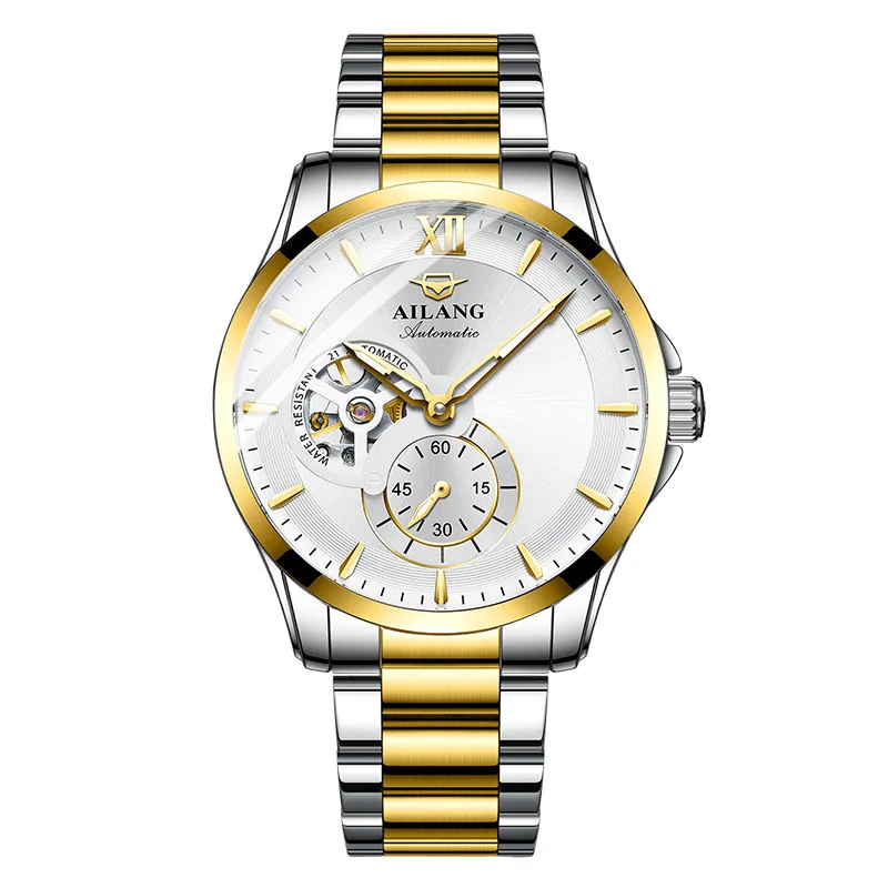 AI LANG 2026 Colorful Automatic Mechanical Watch Luxury Stainless Steel Skeleton Wristwatch