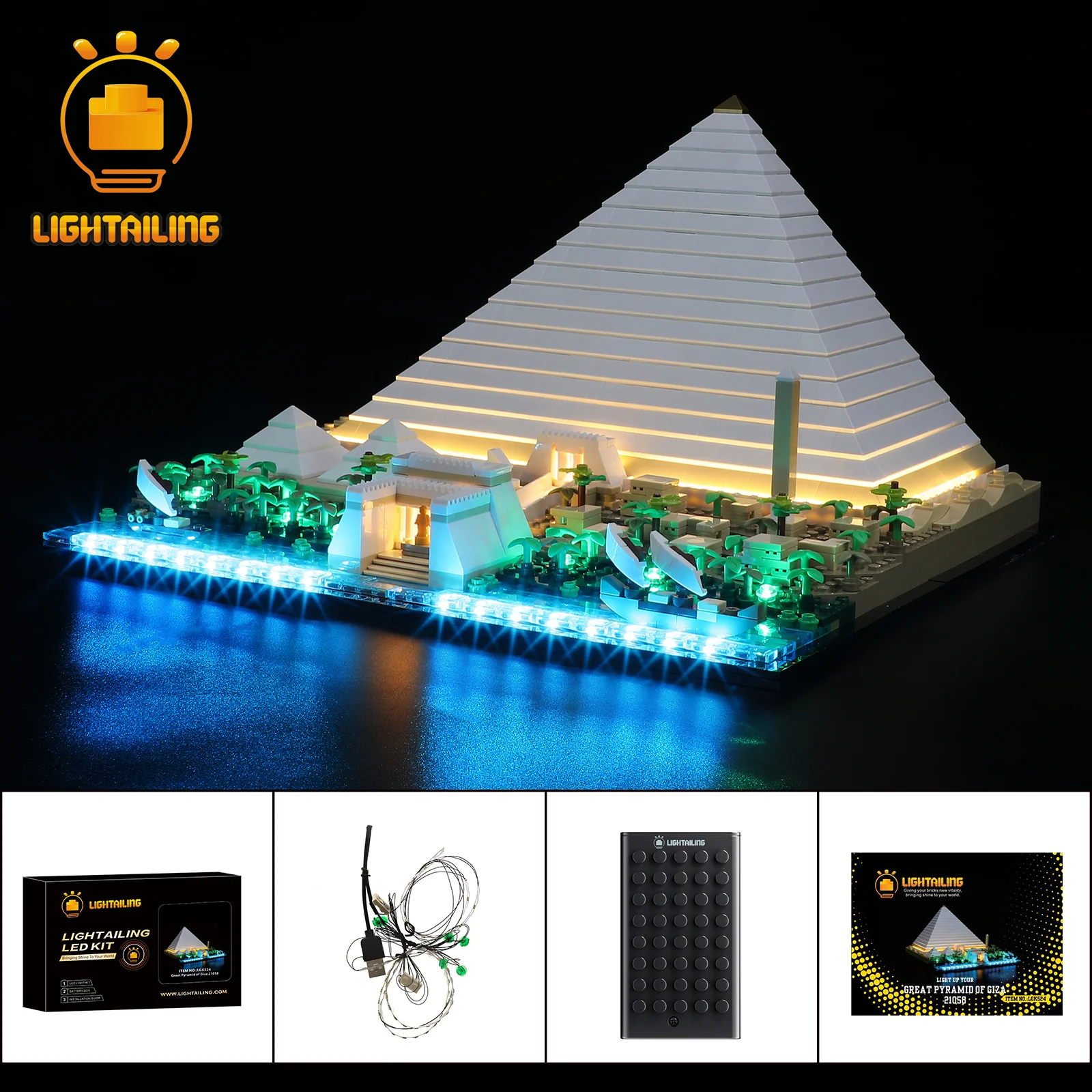 

LIGHTAILING LED Light Kit for 21058 Pyramid Building Blocks Set (NOT Include the Model) Toys for Children