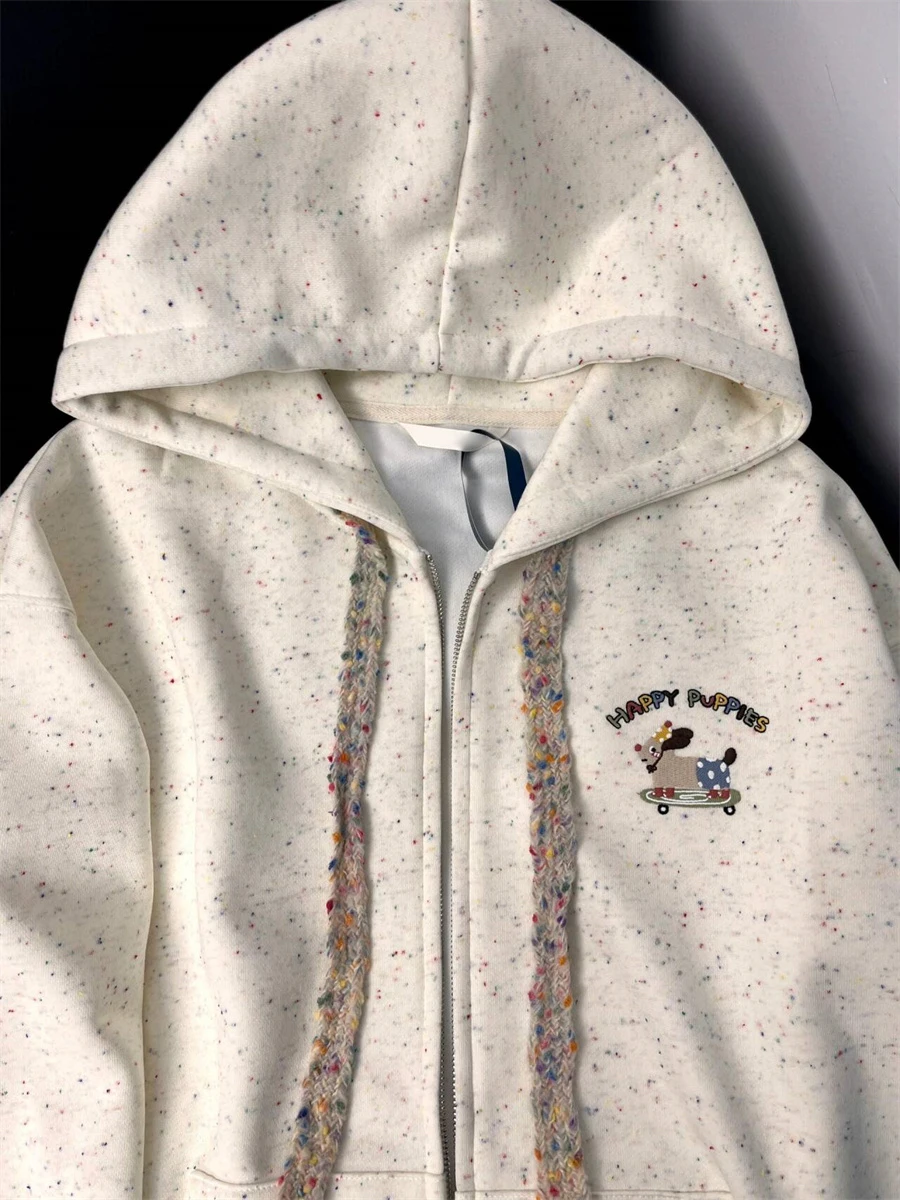 سترة نسائية أنيقة بغطاء للرأس من Jaet فضفاضة تناسب سترة Sle Long Sve للخريف والشتاء كاجوال مريحة بسحاب للإغلاق