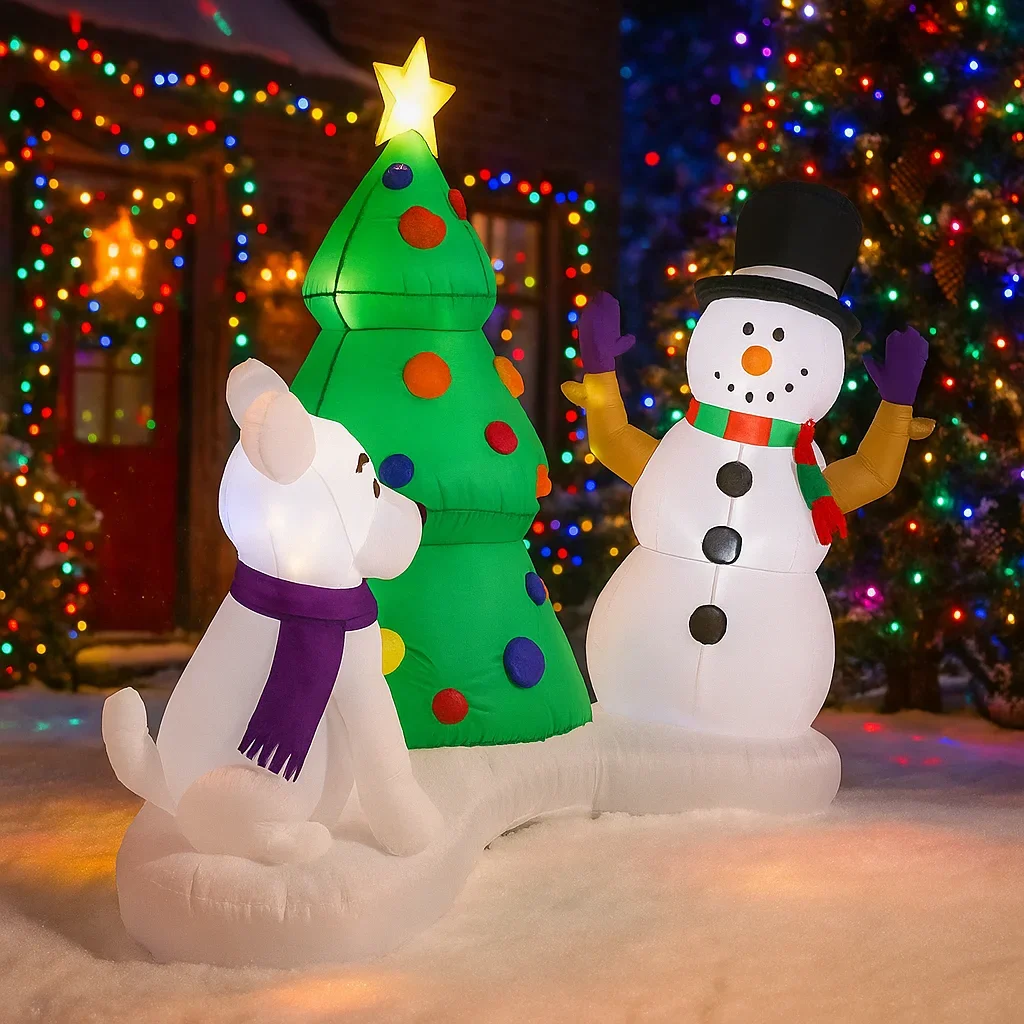 1,8 м/5,9 фута надувная рождественская елка, снеговик, щенок, светодиодные украшения для дома, игрушки, двор, рождественские праздничные принадлежности, уличный декор