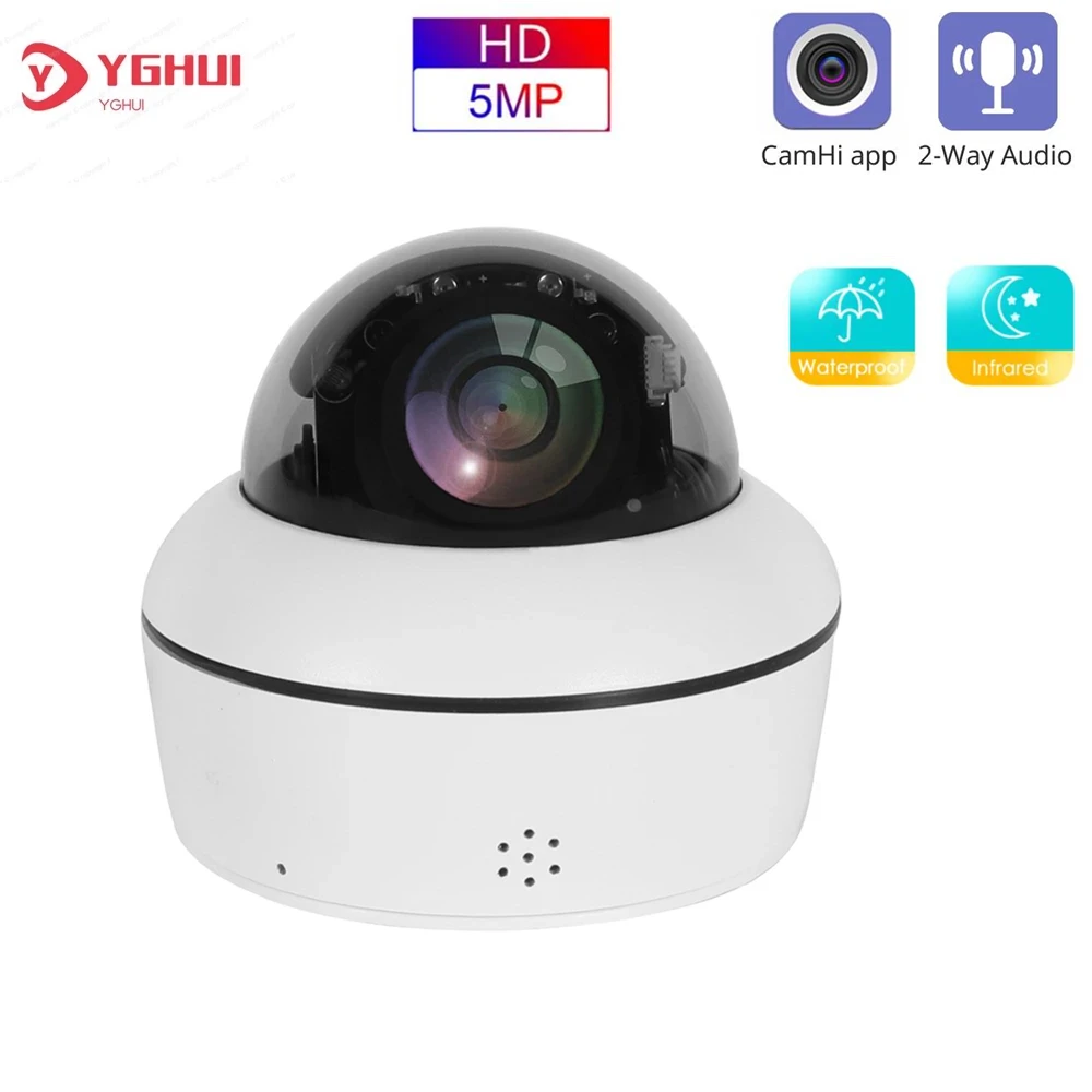 

CamHi 5MP MINI Security PTZ IP Camera Outdoor 2.8-12mm Lens 4X Digita Zoom Two Ways Audio Waterproof Speed Dome CCTV Camera