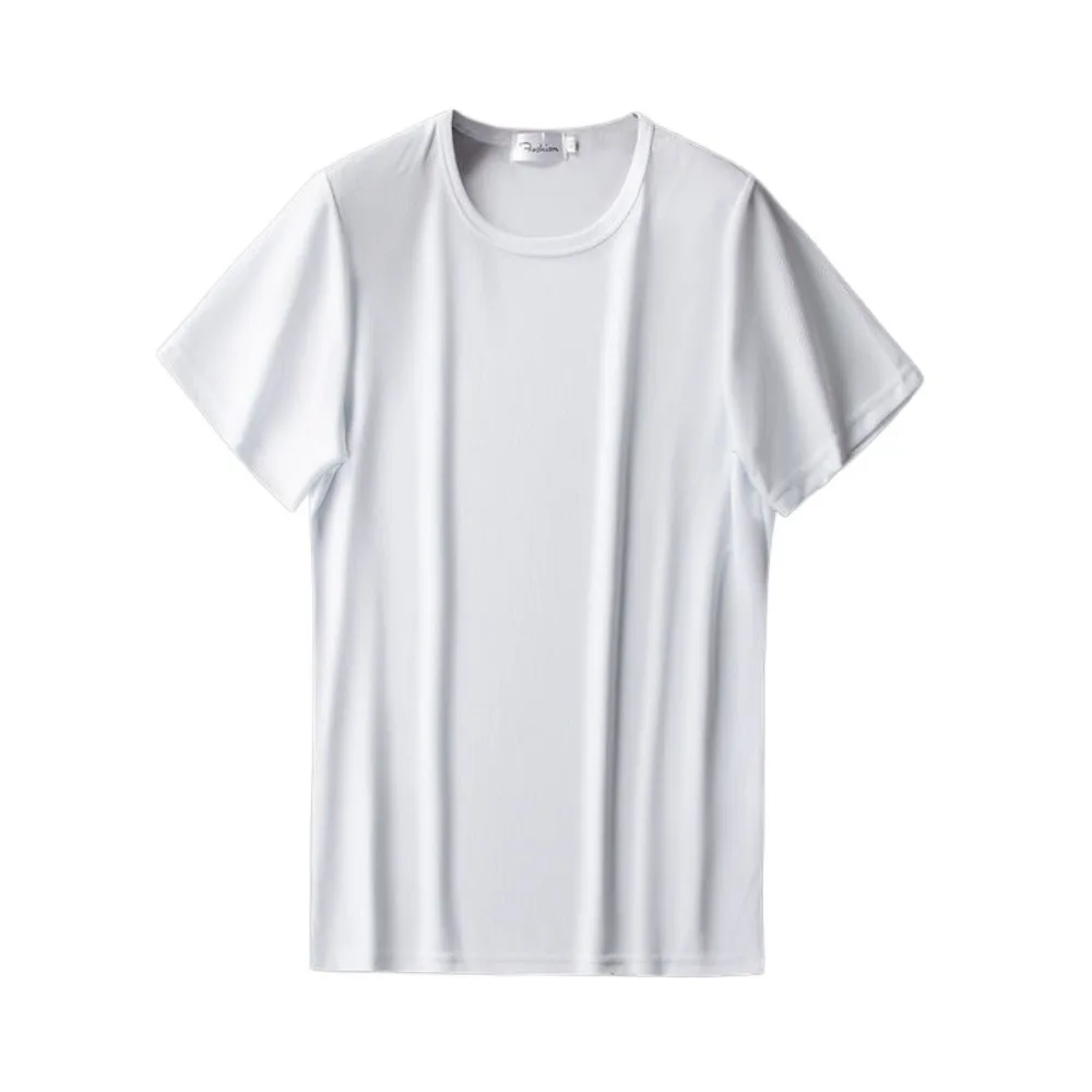 

New Round Neck Quick Dry T Shirts Thin Simple Short Sleeve T-shirt Bottoming Shirt Loose Basic T-shirt for Men Male