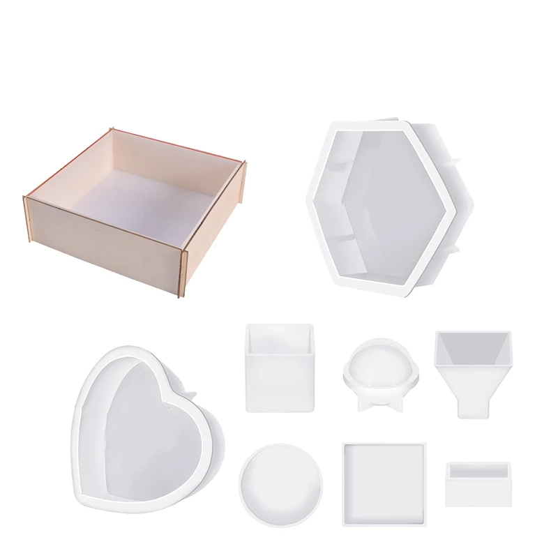 

Resin Molds Silicone Kit Flower Epoxy Resin Including Hexagonal And Square Heart Resin Mold