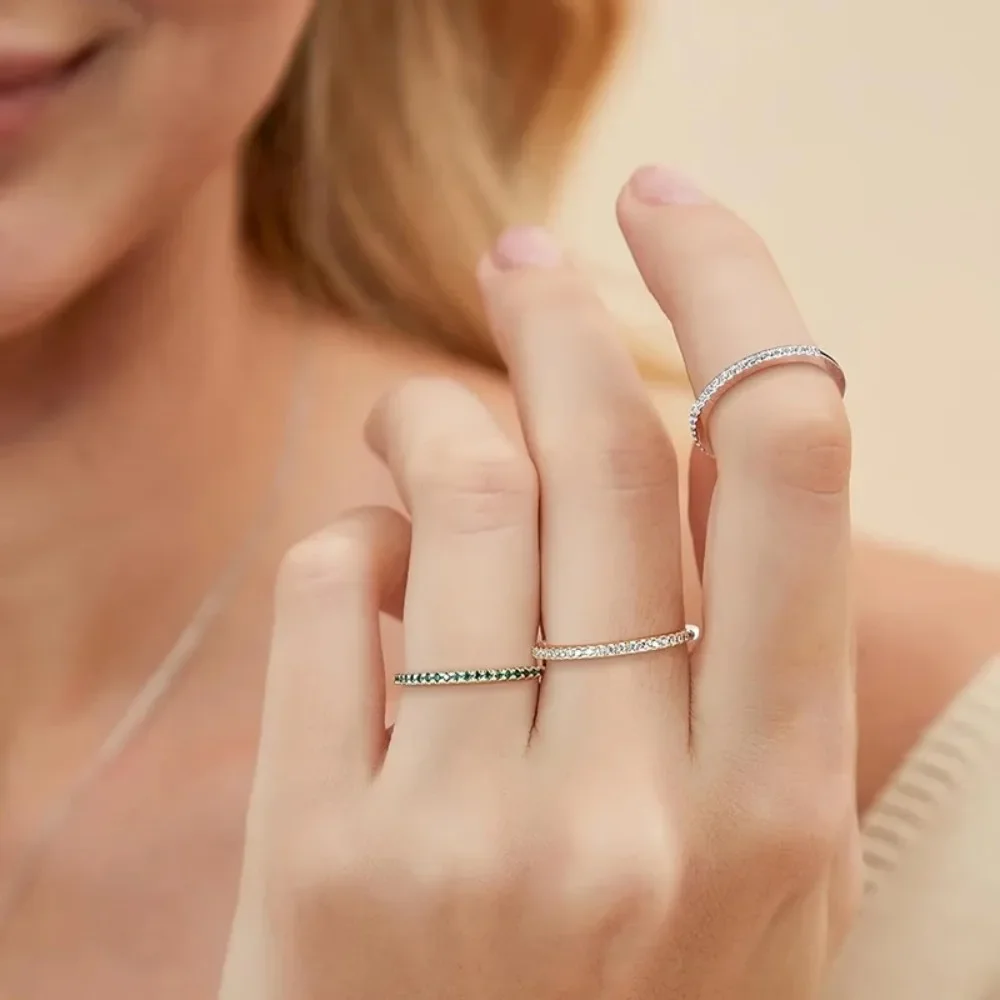 Monkton 1.6mm Srebrne Pierścionki Zaręczynowe Próby 925 dla Kobiet, Złota Obrączka Ślubna z Diamentami 14K, Pół-wieczna Obrączka dla Dziewczyny, Prezent Biżuteryjny — zdjęcie 4
