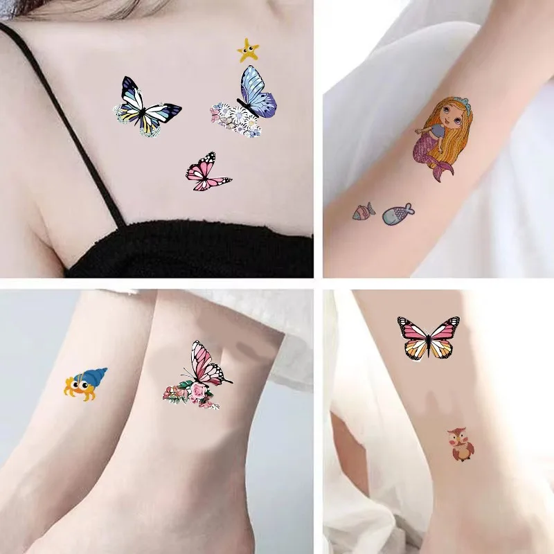 10PCS New Tattoos for Children Transfer Tattoos for Kids Mini Waterproof Tattoos Festival Glitters Face Unicorn Animals Stickers